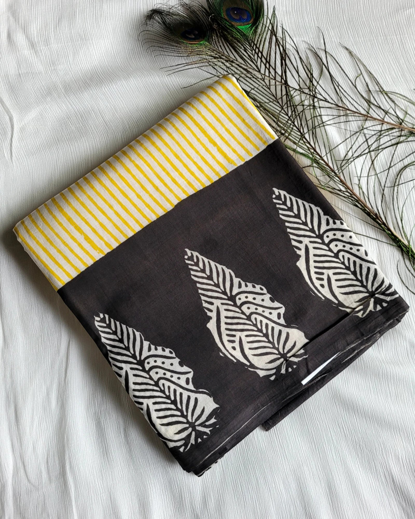 Yellow Handblock Saree