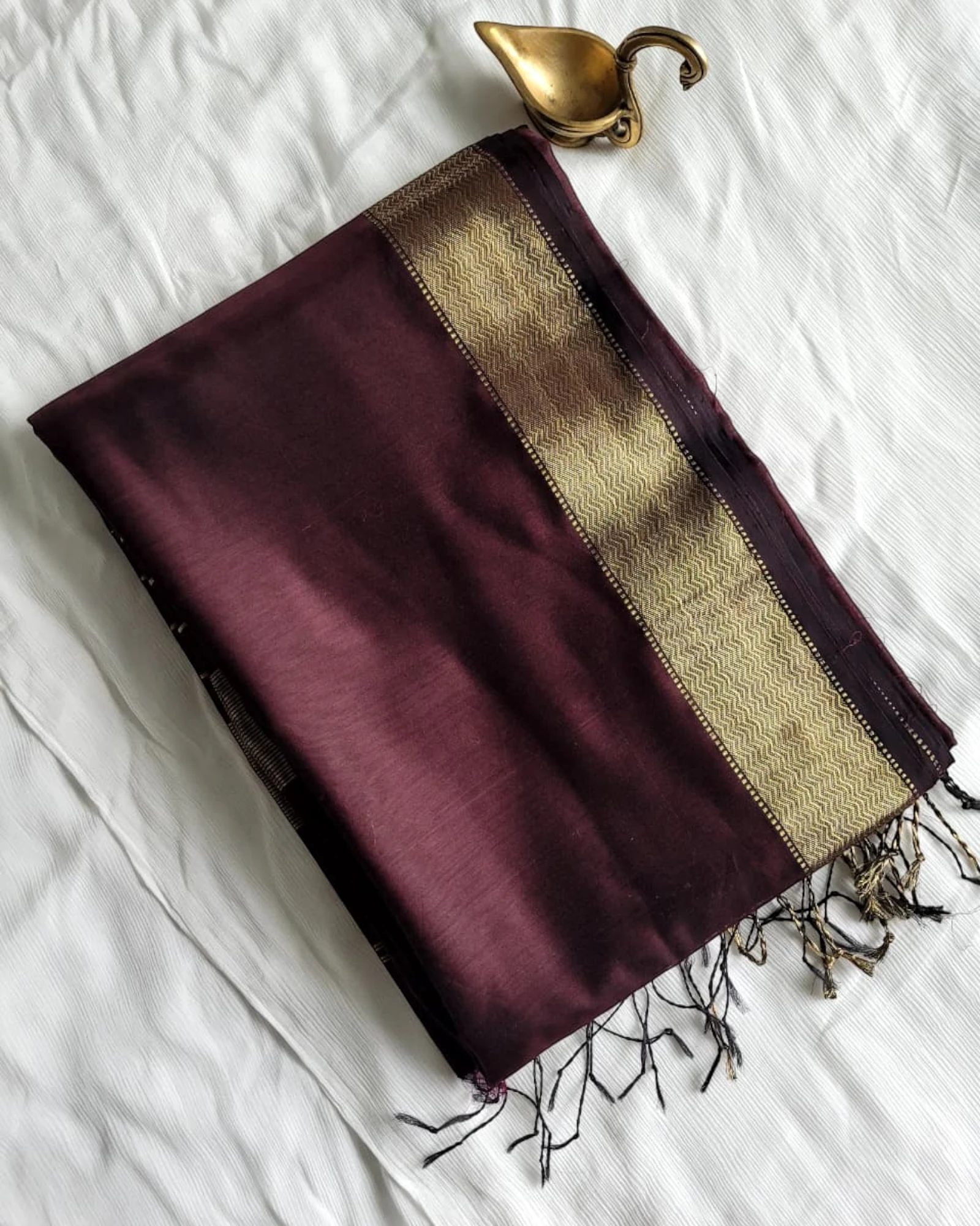 Maroon Maheshwari Stripes Saree