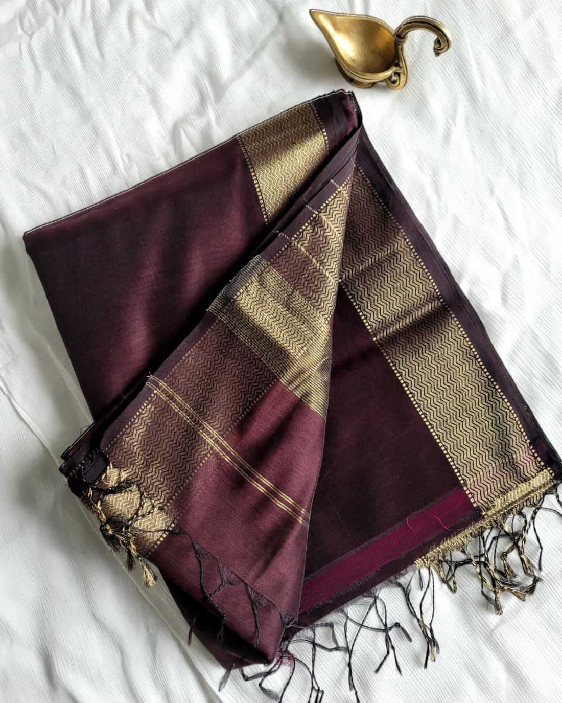 Maroon Maheshwari Stripes Saree