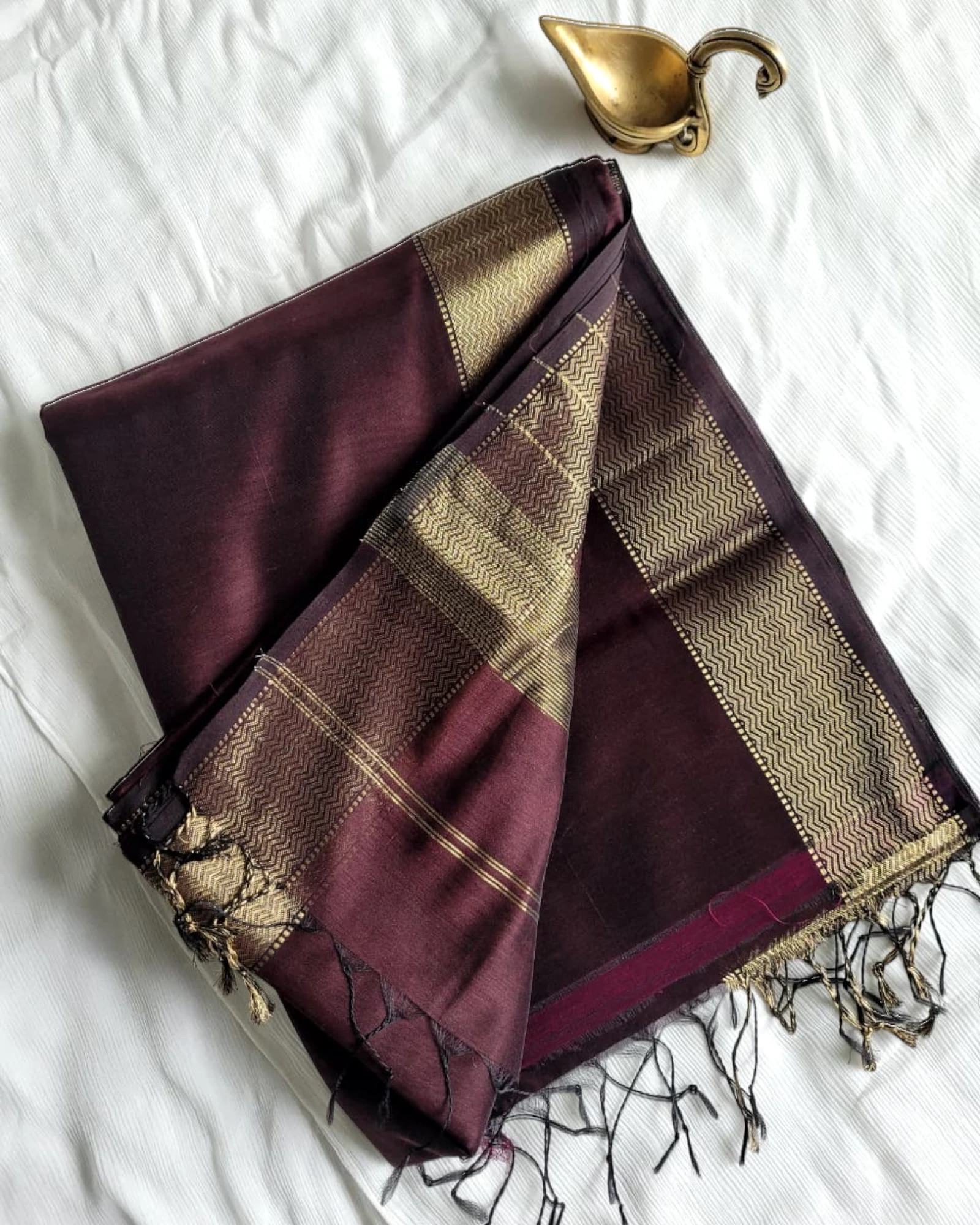 Maroon Maheshwari Stripes Saree