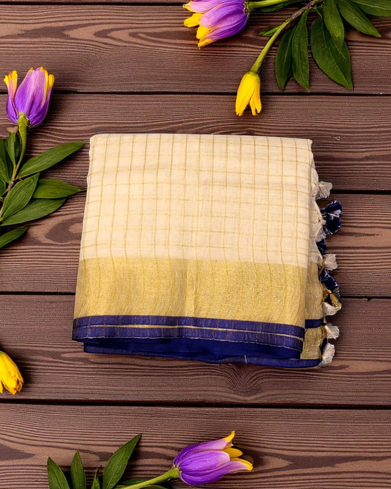 Blue Shwetha3 Linen saree