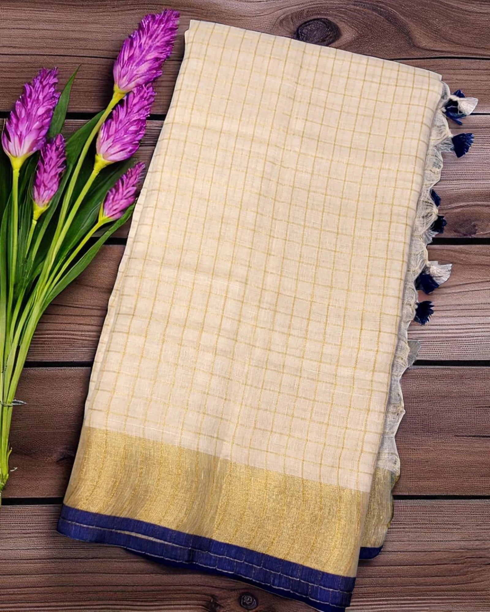 Blue Shwetha3 Linen saree