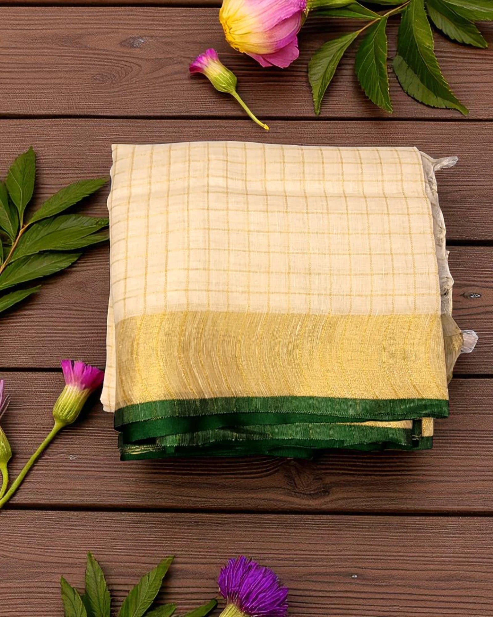 Green Shwetha3 Linen saree
