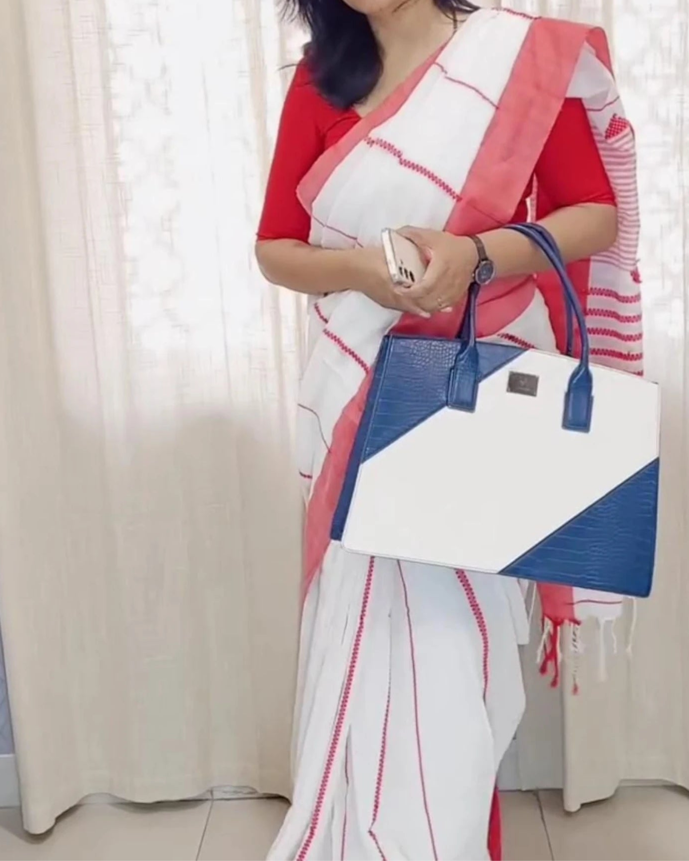 White Karni Linen Saree