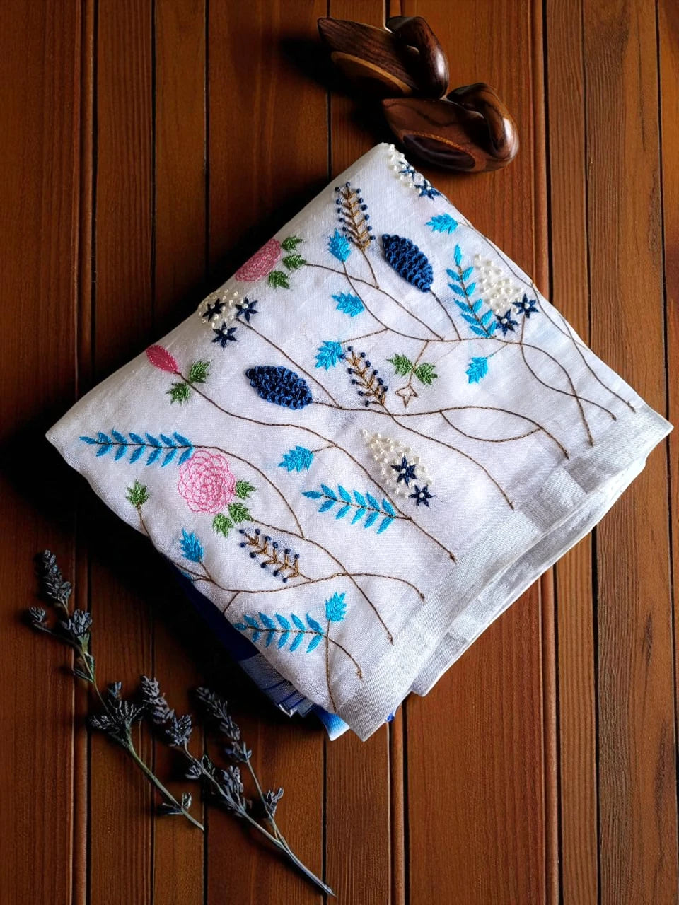 Blue Swarna Linen Saree