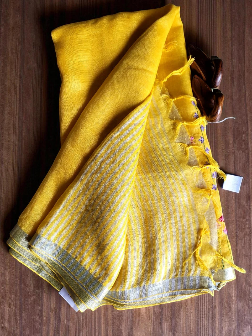 Yellow Swarna Linen Saree