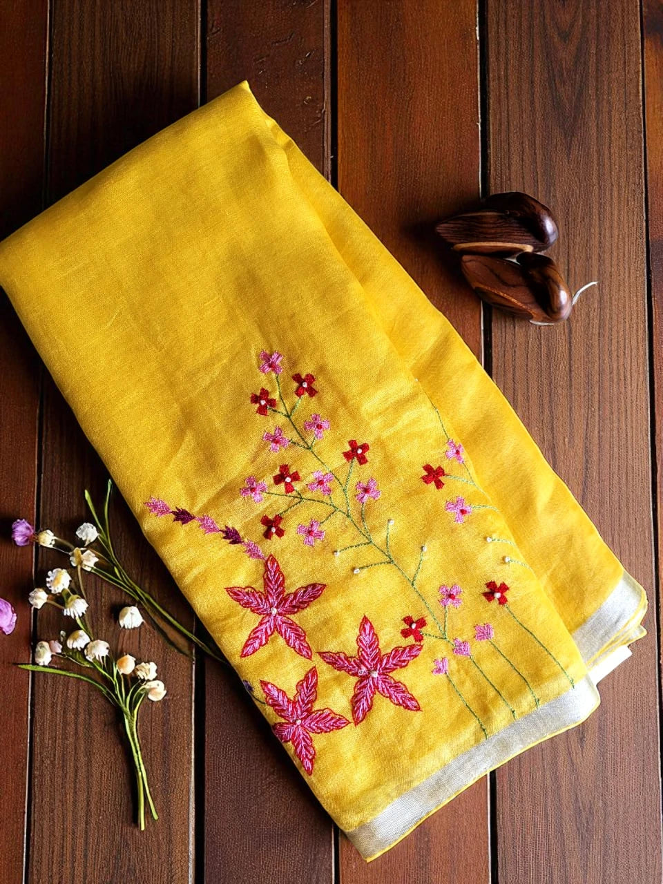 Yellow Swarna Linen Saree