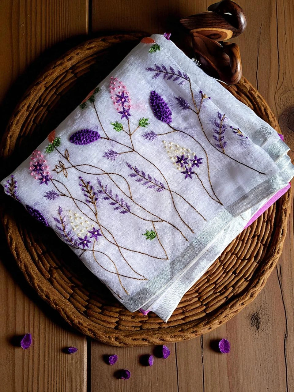 Purple Swarna Linen Saree