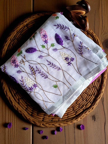 Purple Swarna Linen Saree