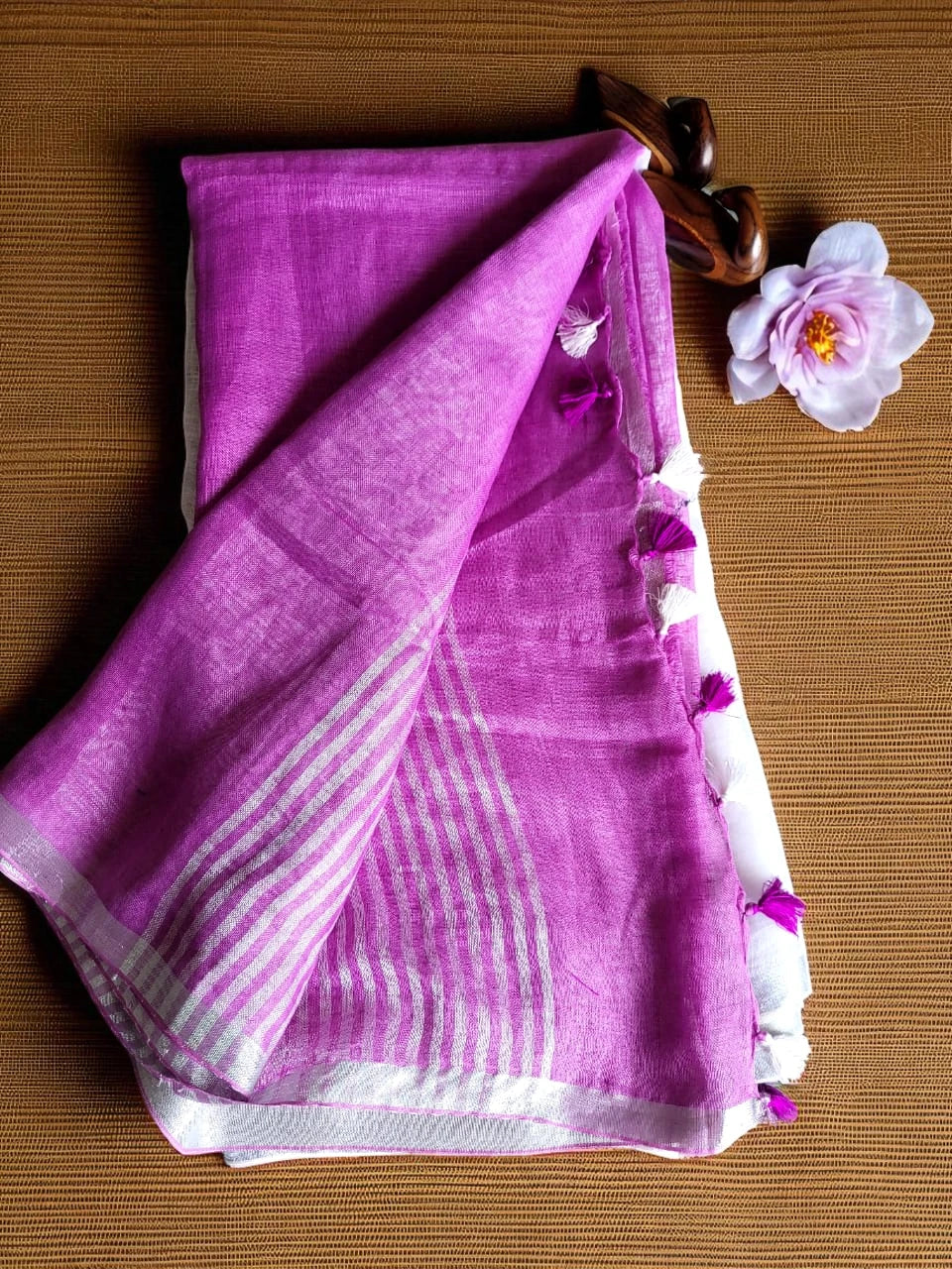 Purple Swarna Linen Saree