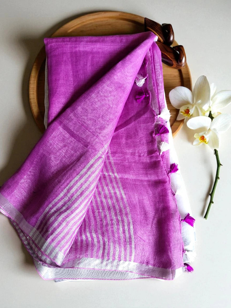 Purple Swarna Linen Saree