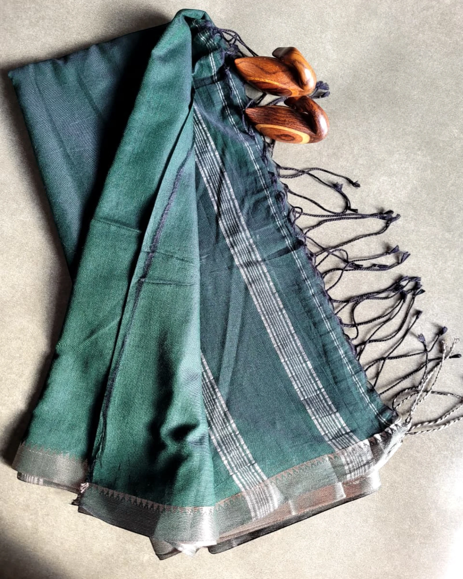 Green Mangalgiri Mul Saree