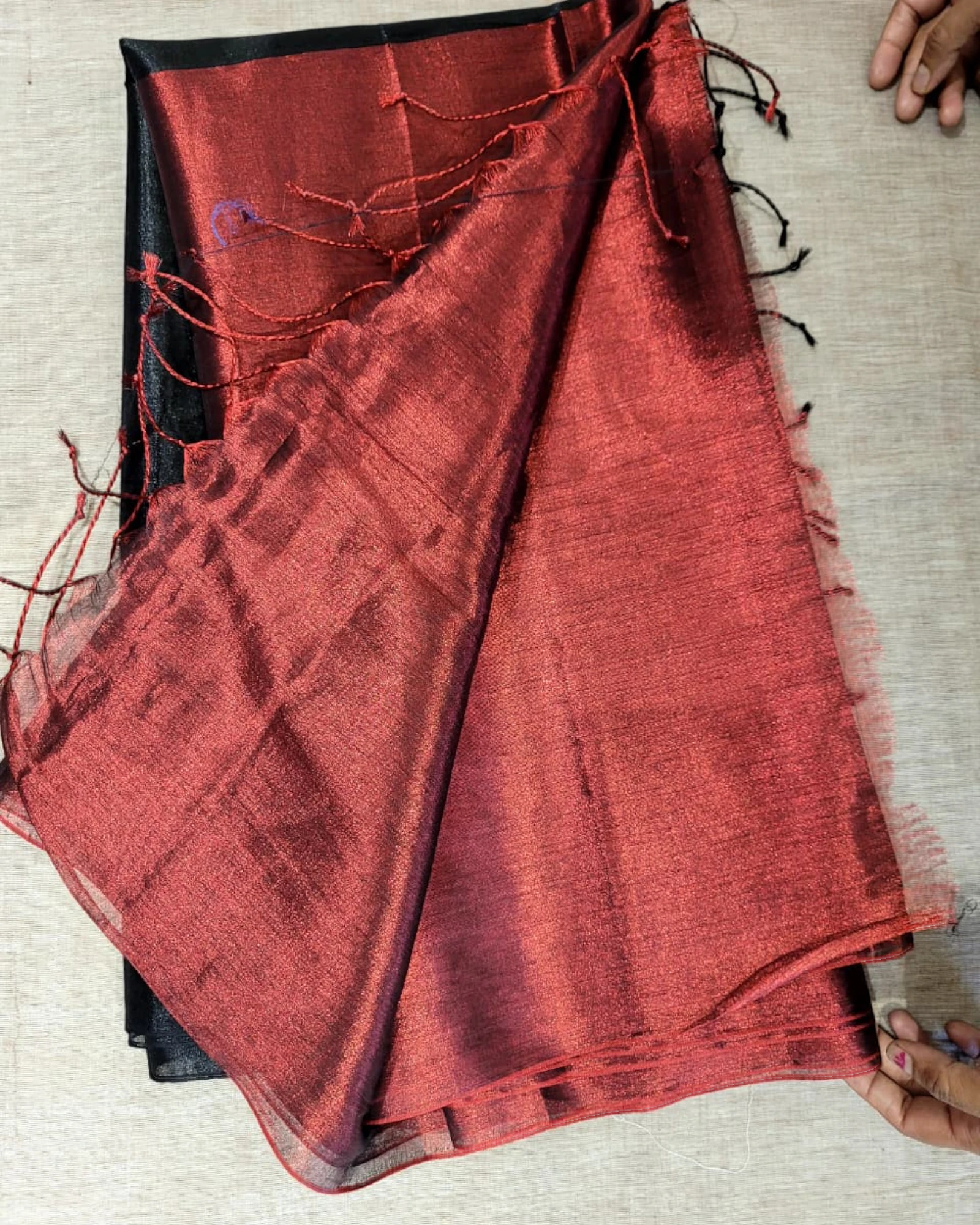 Red Roshni Tissue Saree