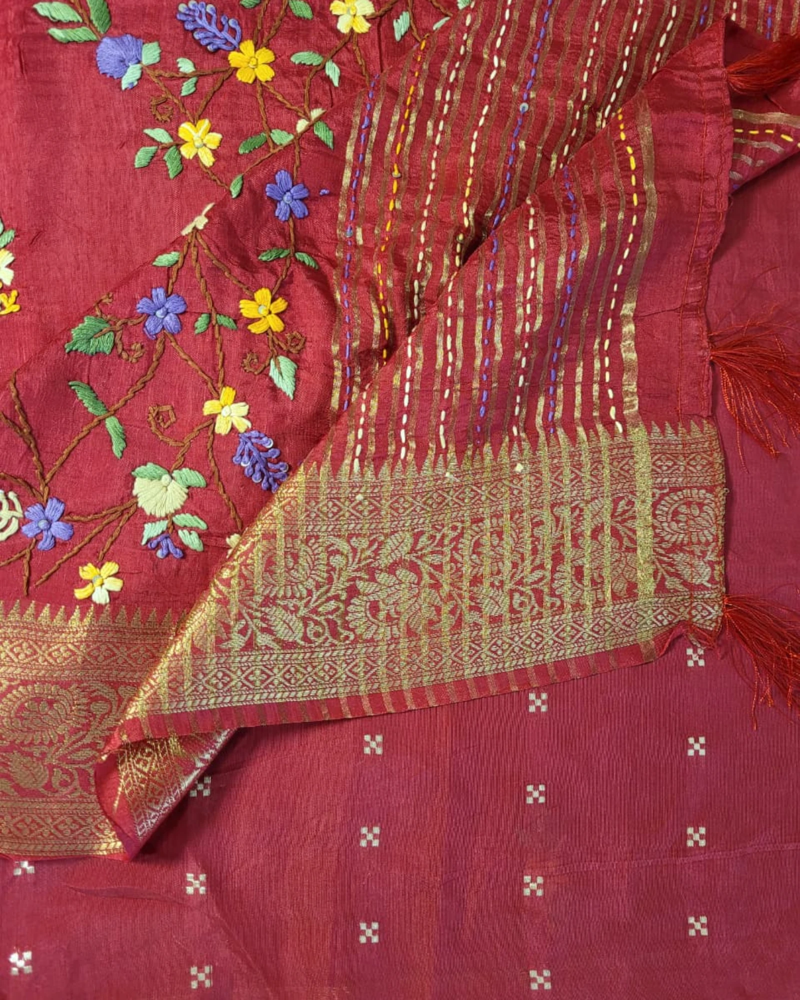 Red Aira Chinnon Saree