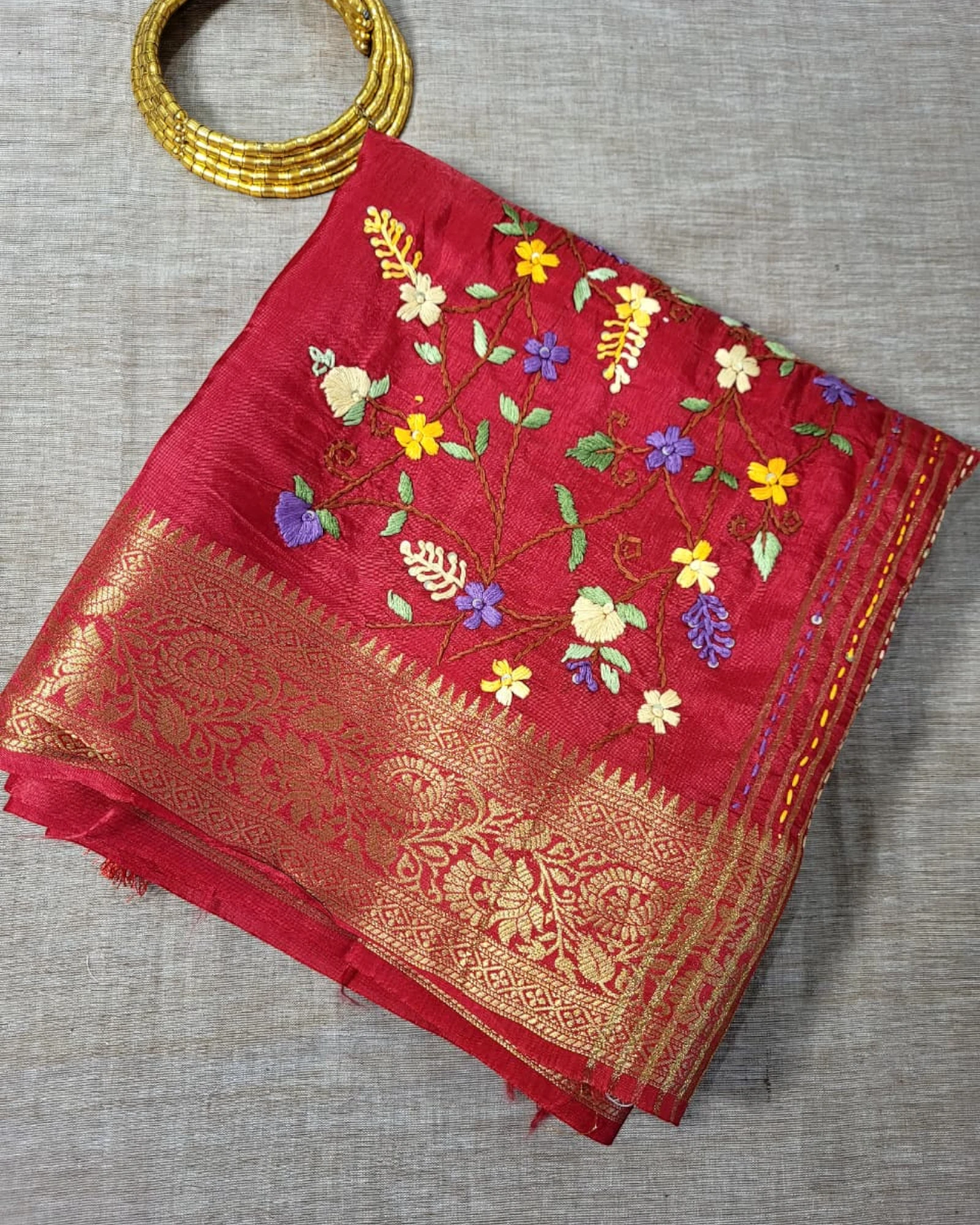 Red Aira Chinnon Saree