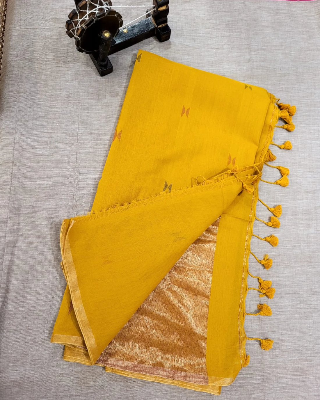 Yellow Mul Saree