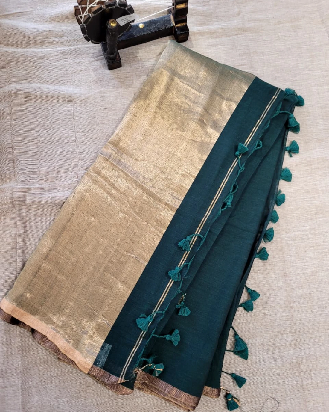 ArmyGreen Mul Saree
