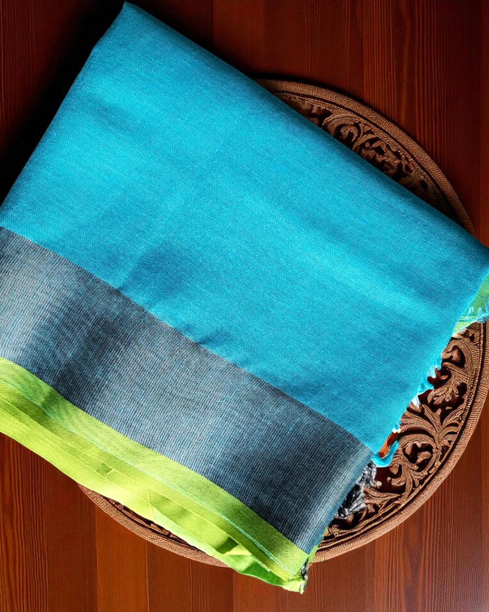Blue Swarna Linen Saree