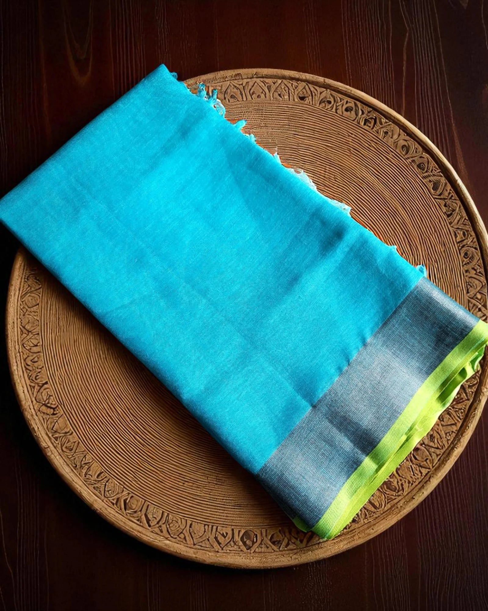 Blue Swarna Linen Saree