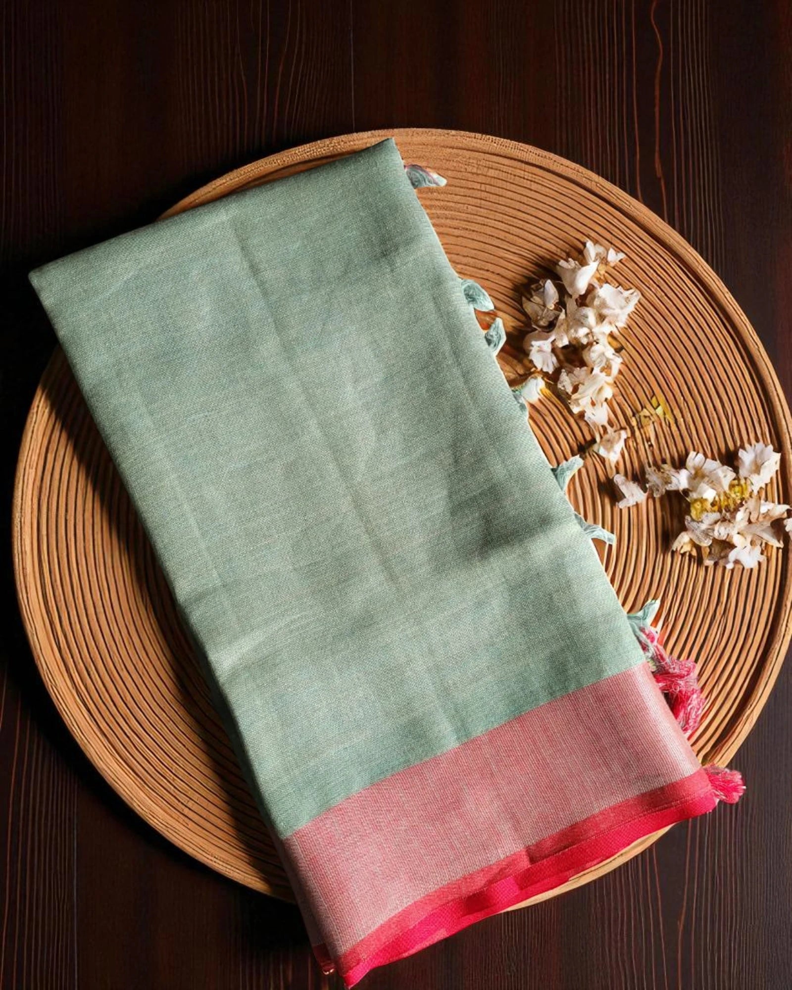 Grey Swarna Linen Saree