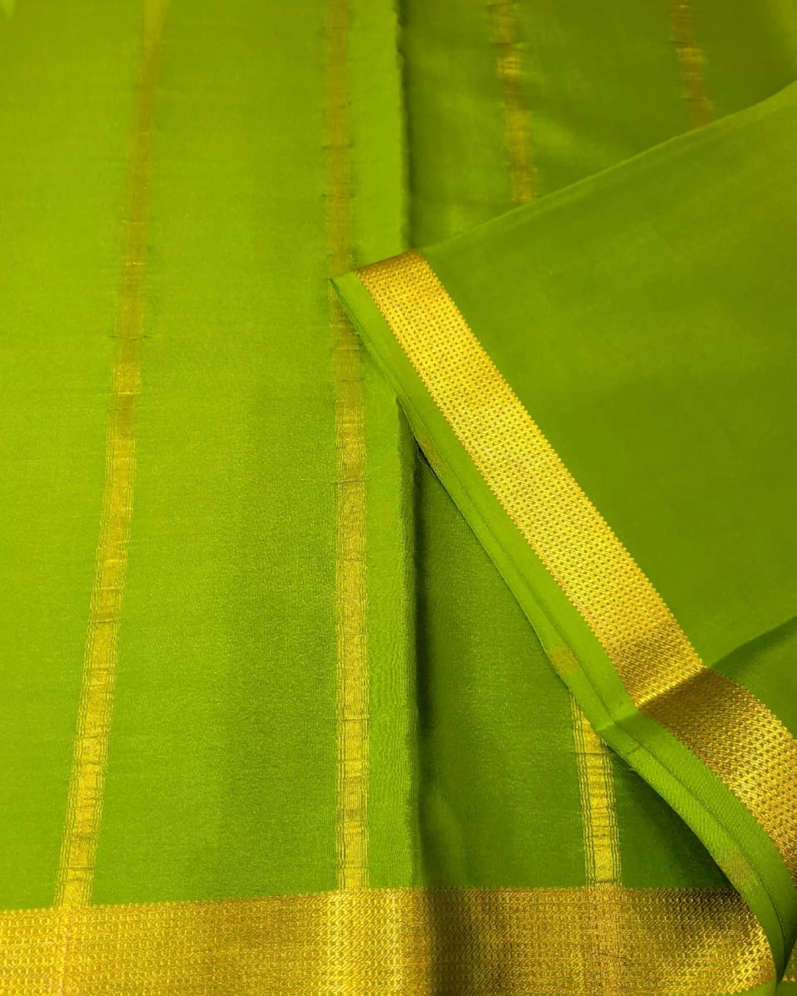 Green Gatti Border Mysore Silk Saree