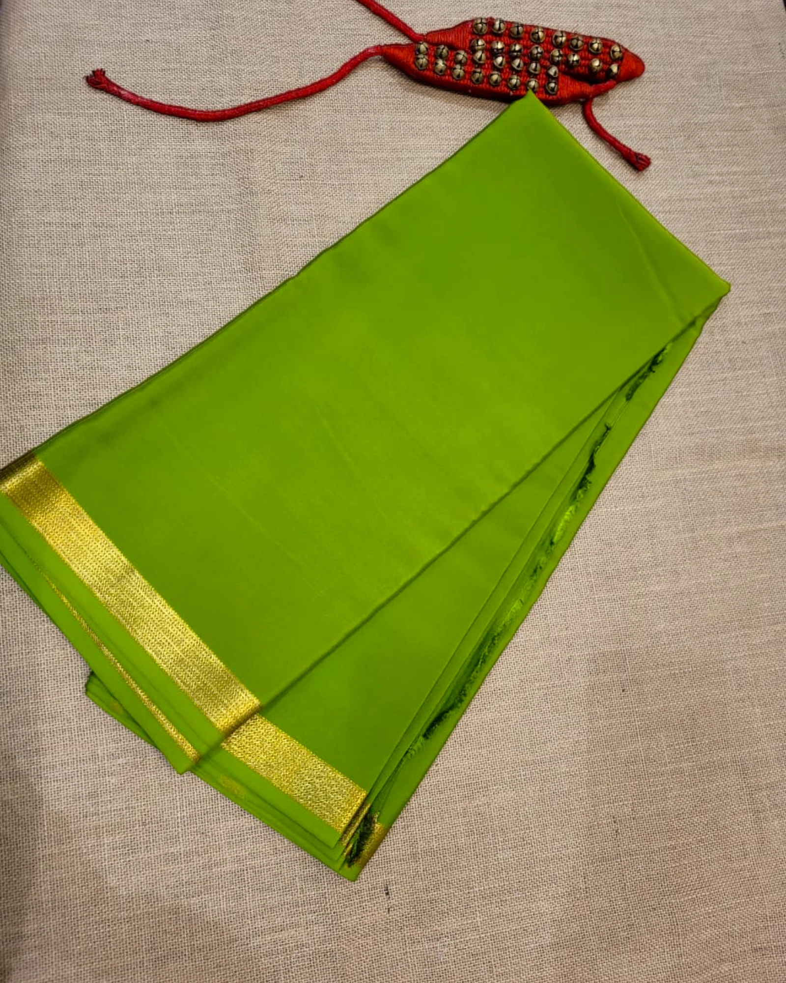 Green Gatti Border Mysore Silk Saree