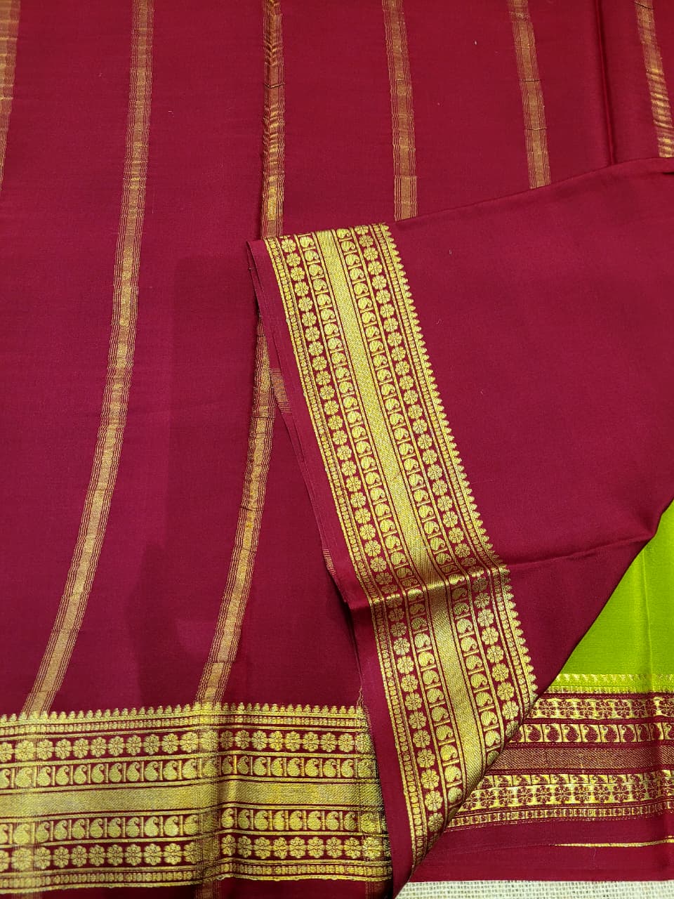 Green Raga Mysore Silk Saree