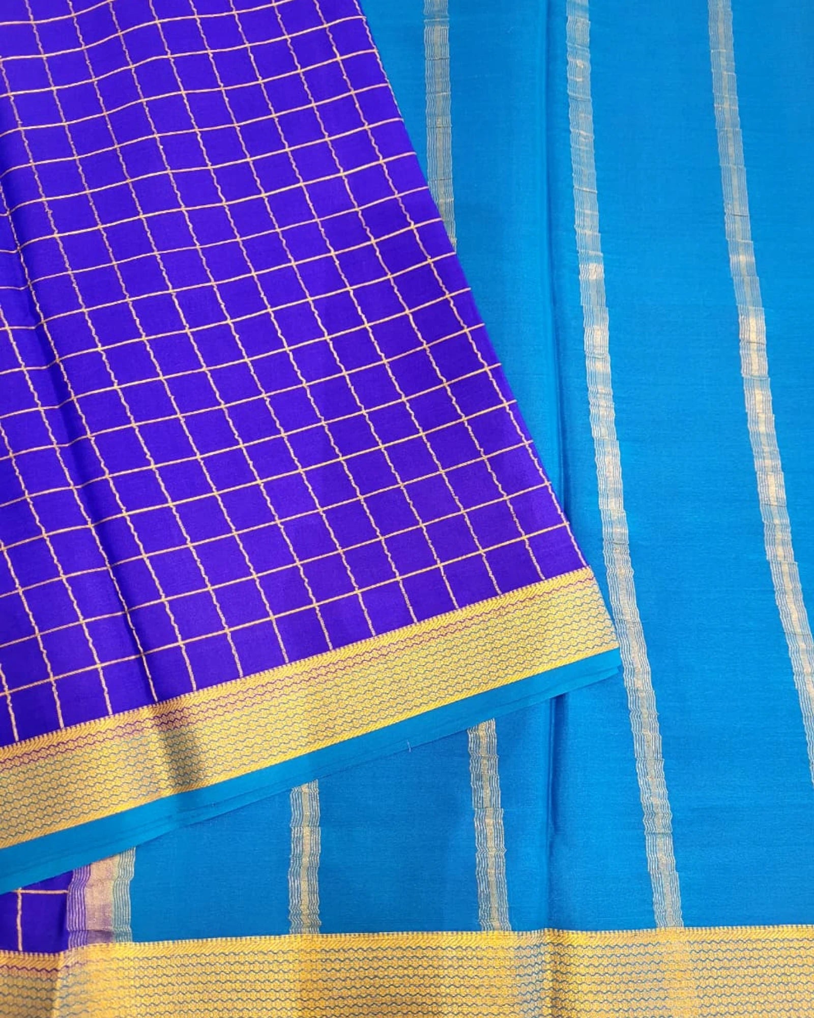 Blue2 Madhura Mysore Silk Saree