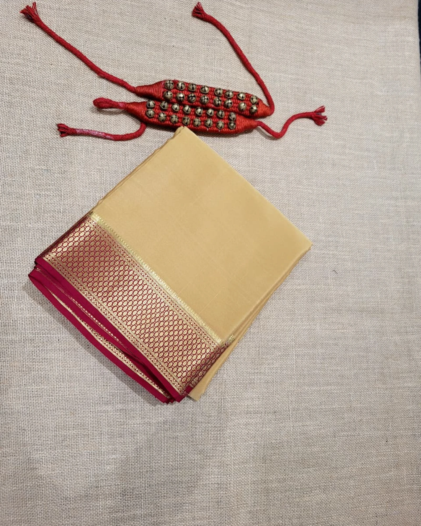 Cream Raga Mysore Silk Saree