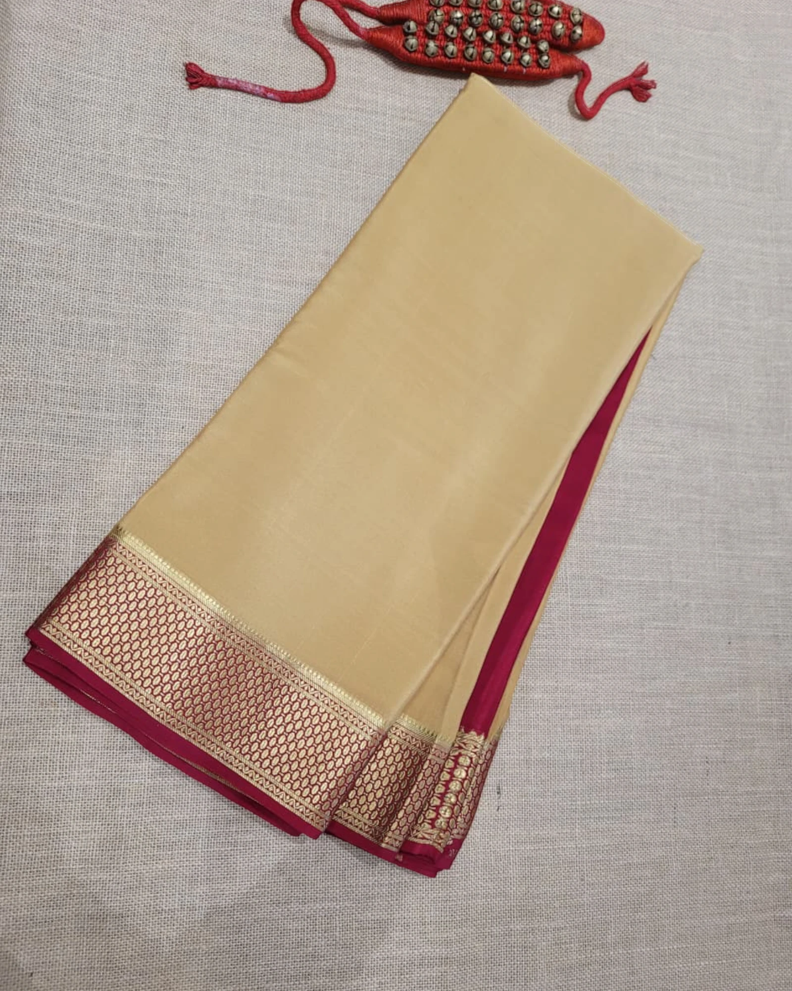 Cream Raga Mysore Silk Saree