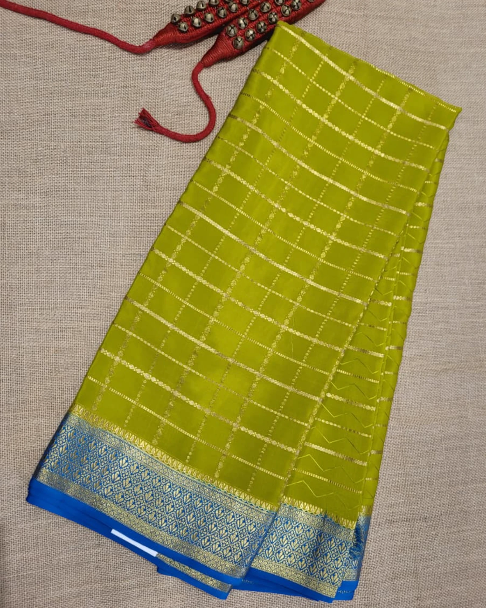 Lime Madhura Mysore Silk Saree