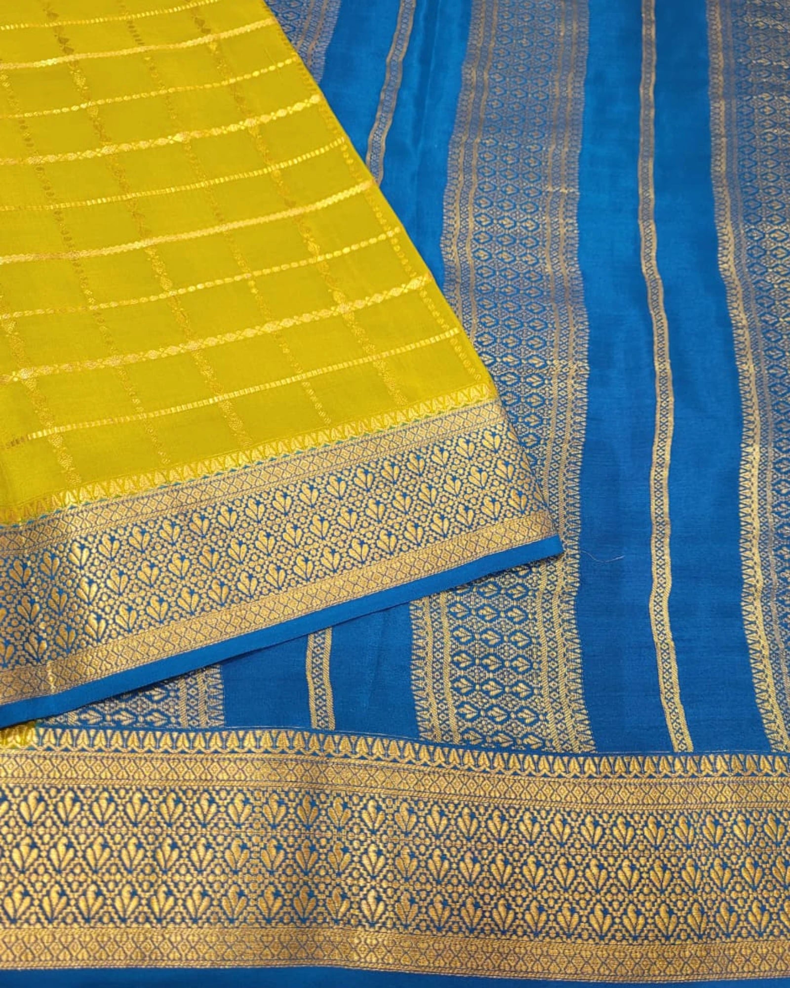 Lime Madhura Mysore Silk Saree