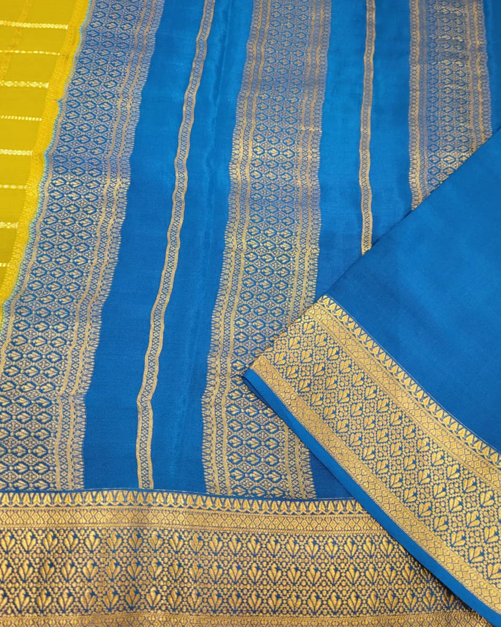 Lime Madhura Mysore Silk Saree