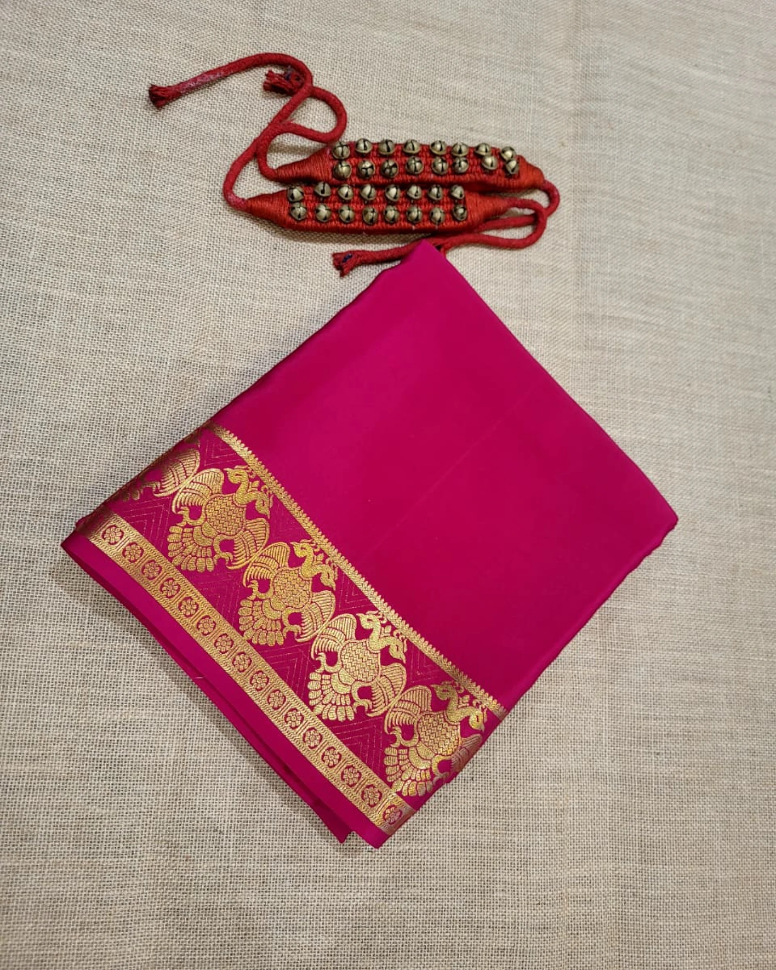 Pink Gandaberunda Mysore Silk Saree