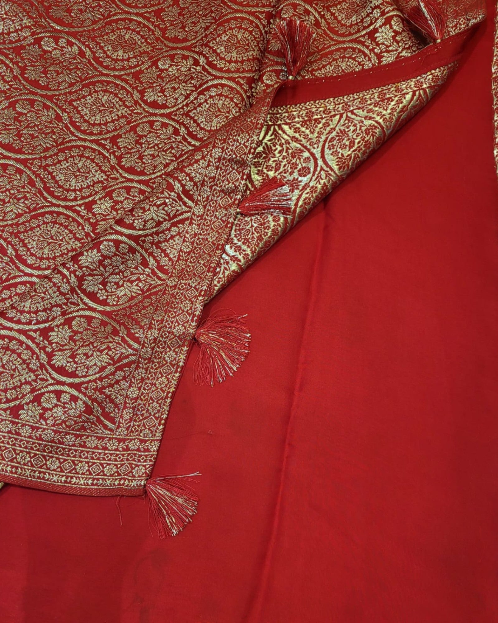 Red Vara Banarasi Satin Saree