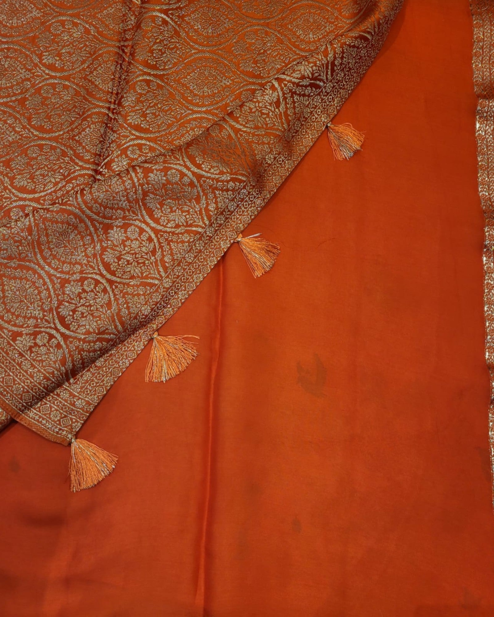 Orange Vara Banarasi Satin Saree