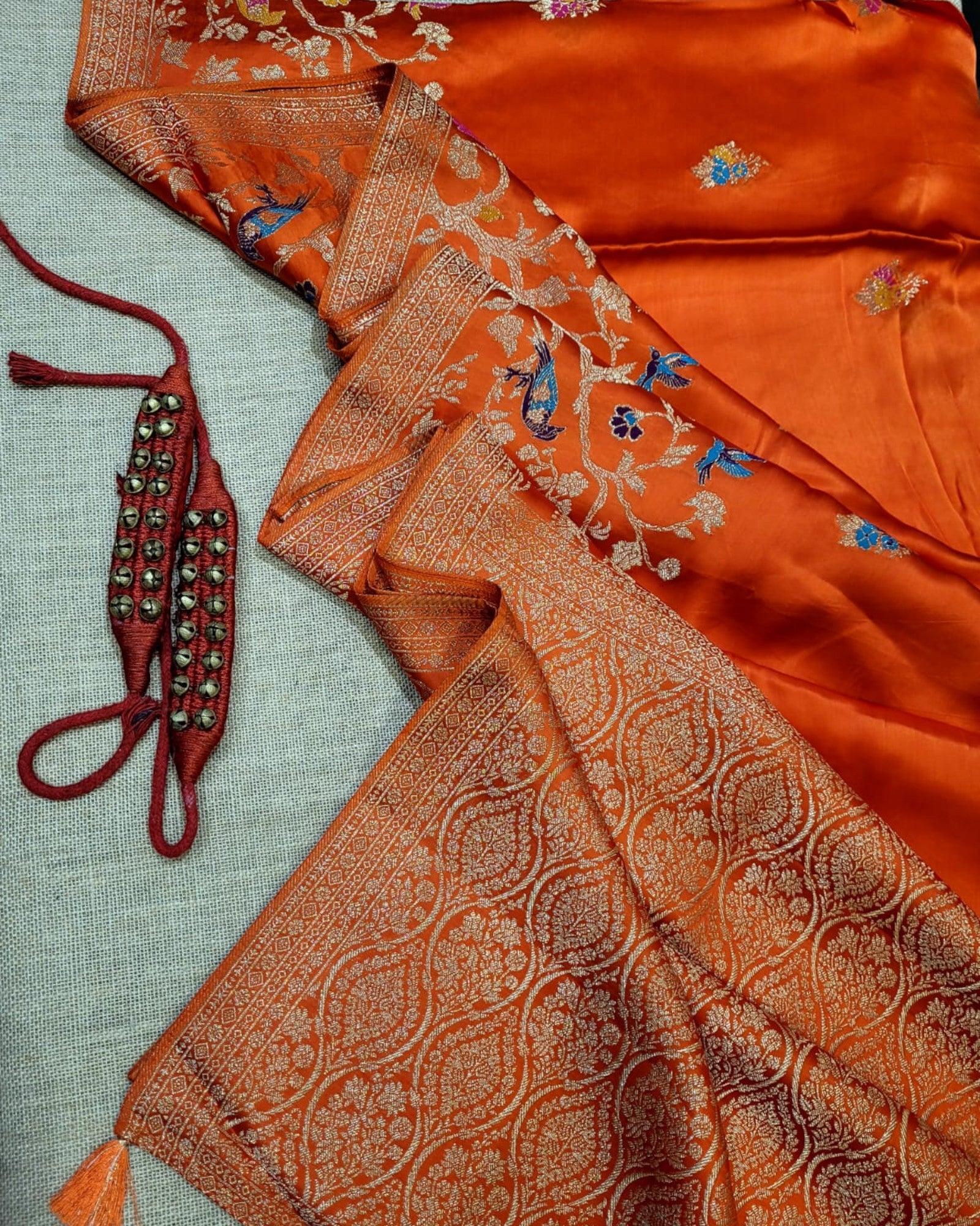 Orange Vara Banarasi Satin Saree