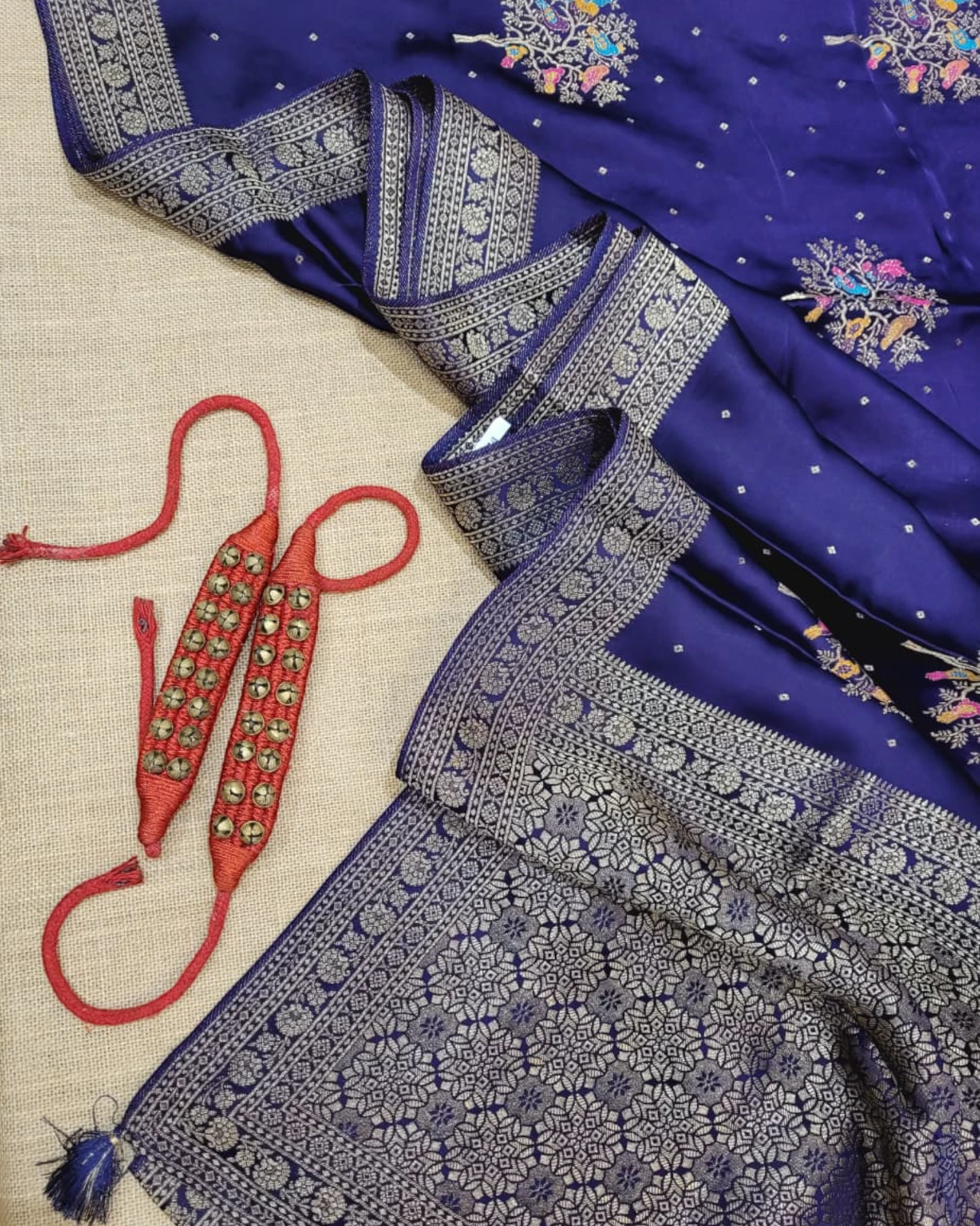 Blue Nidhi Banarasi Satin Saree