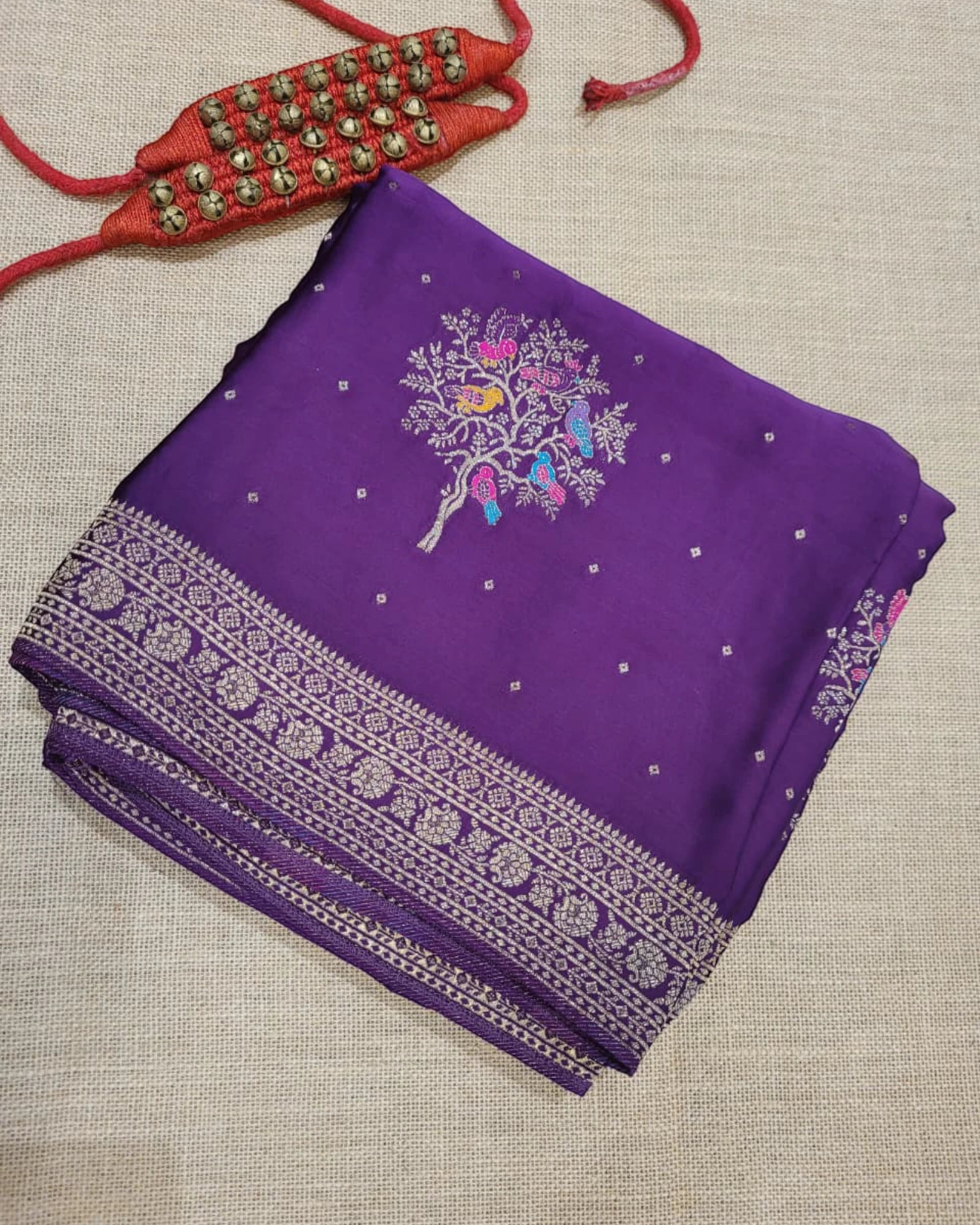 Purple Nidhi Banarasi Satin Saree
