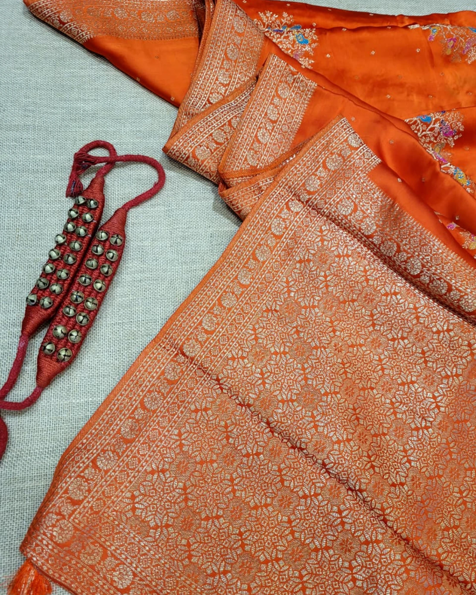 Orange Nidhi Banarasi Satin Saree