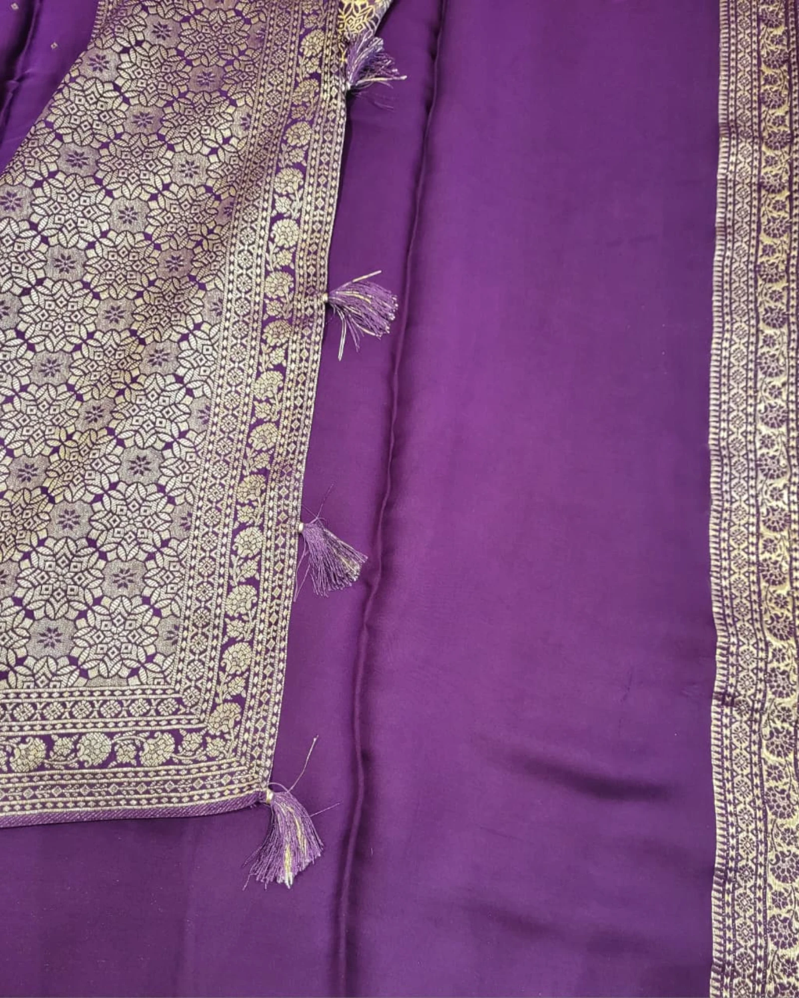 Purple Nidhi Banarasi Satin Saree