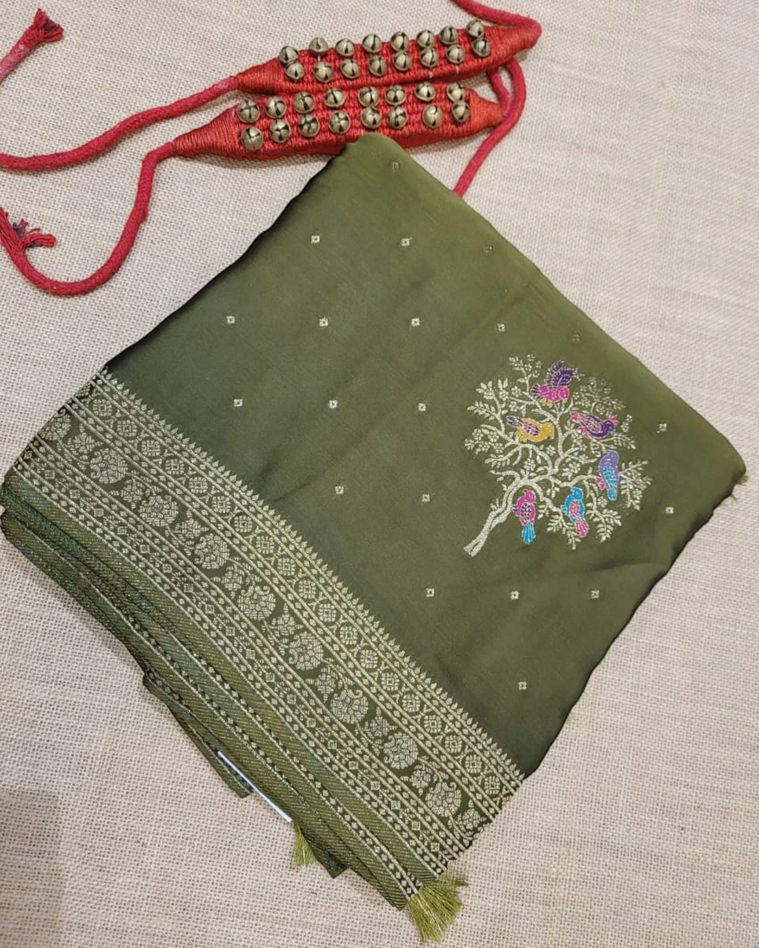 Green Nidhi Banarasi Satin Saree