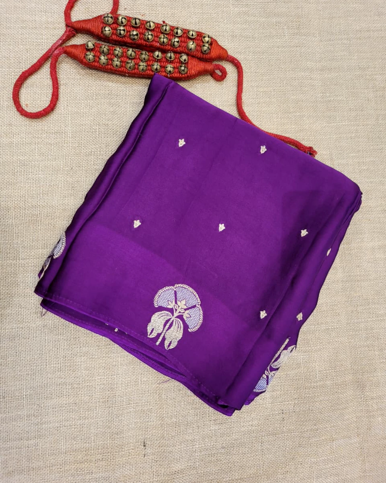 Wine Kusum Banarasi Satin Saree