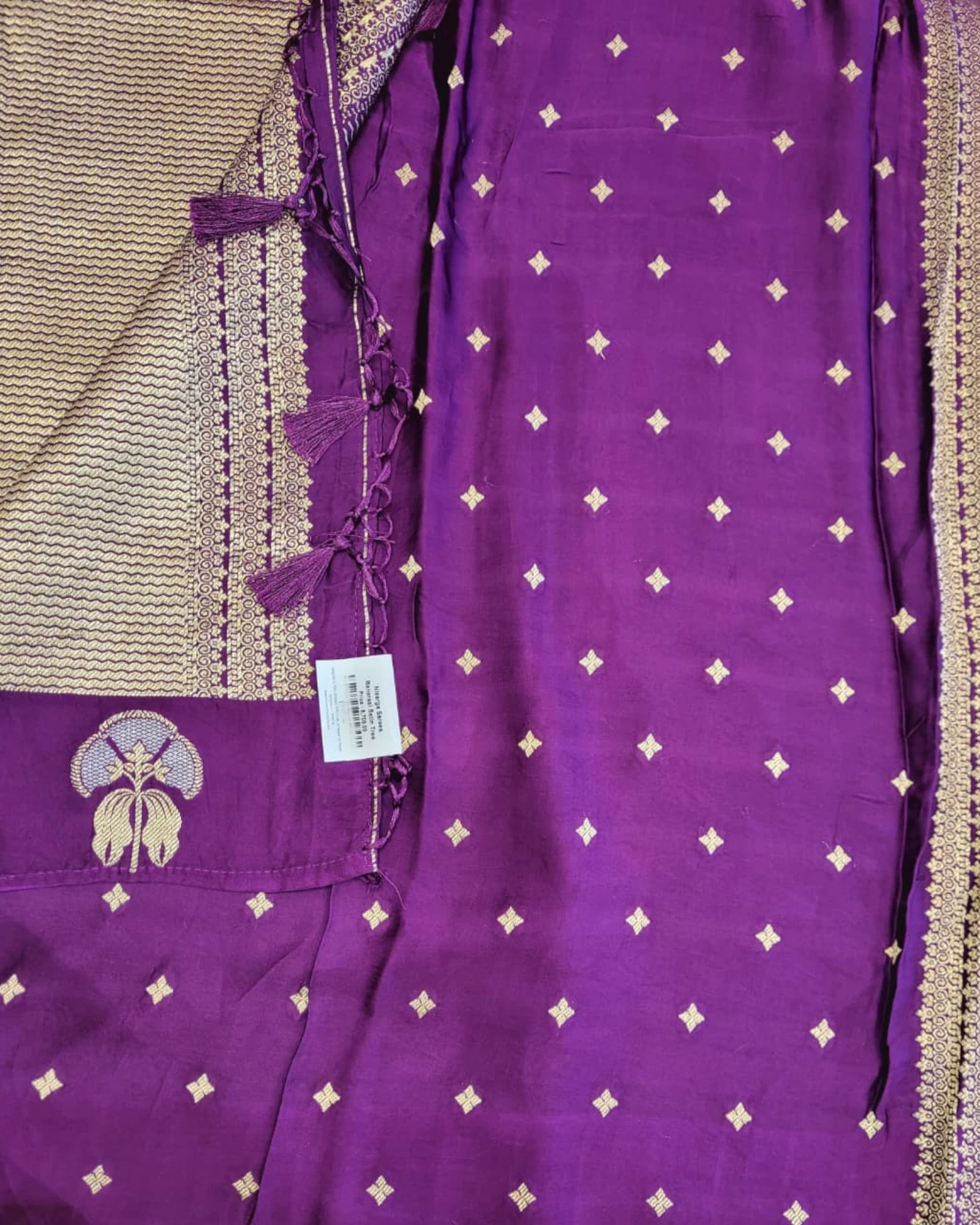 Wine Kusum Banarasi Satin Saree