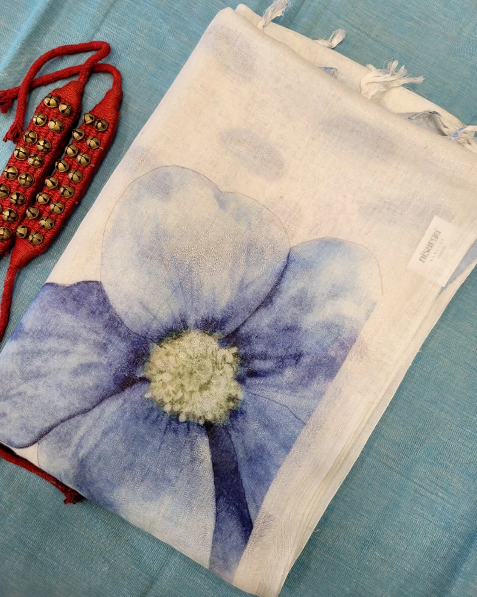 Blue Pushpa Linen Saree
