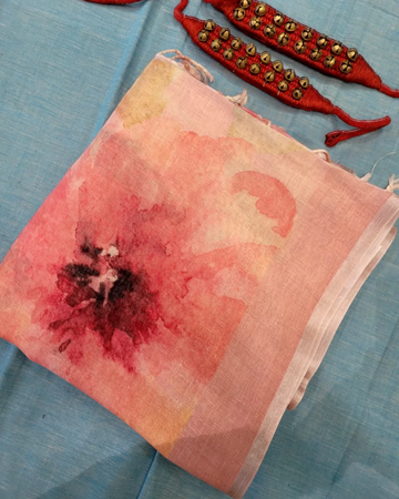 Pink Pushpa Linen Saree