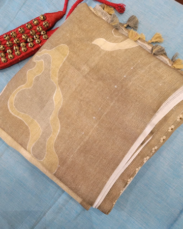 Brown Pushpa Linen Saree