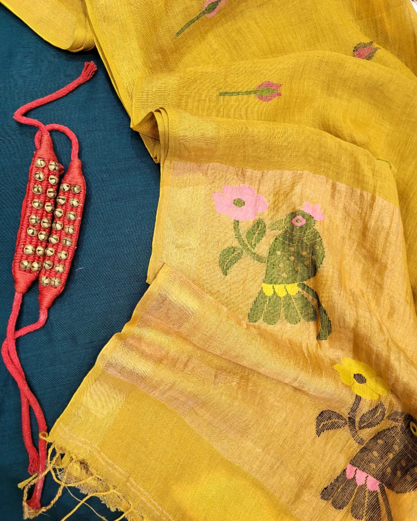 Yellow Mayuri Linen Saree