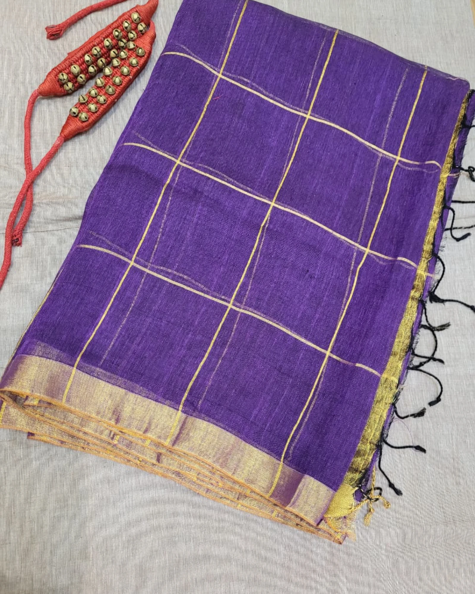 Purple Mayuri Linen Saree