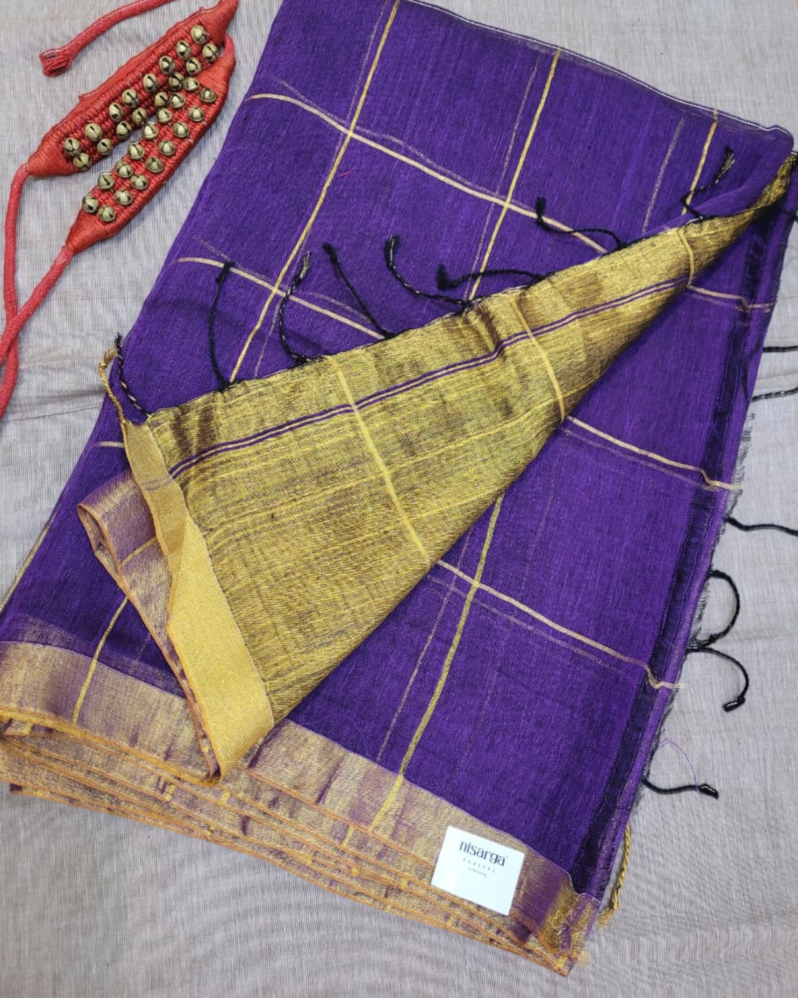 Purple Mayuri Linen Saree